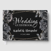 Gothic Wedding Black Dark Floral Guest Book Gästebuch (Vorderseite)