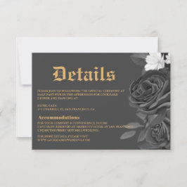 Gothic Wedding Black Rose Tarot Enclosure Card RSVP Karte