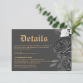 Gothic Wedding Black Rose Tarot Enclosure Card RSVP Karte (Stehend Vorderseite)