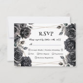 Gothic Wedding Black Roses Floral RSVP Cards Karte (Vorderseite)