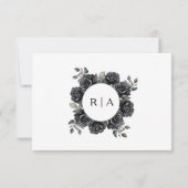 Gothic Wedding Black Roses Floral RSVP Cards Karte (Rückseite)