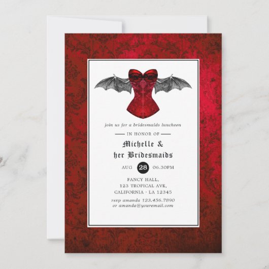 Gothic Wedding Bridesmaids Luncheon Einladung (Vorderseite)