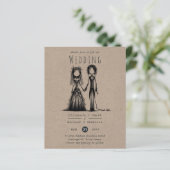 Gothic Wedding Cartoon Bride Groom Fun Handgezeich (Stehend Vorderseite)