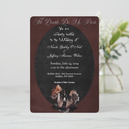 Gothic Wedding Dark Wedding Einladung (Stehend Vorderseite)