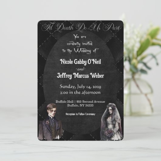 Gothic Wedding Dark Wedding Einladung (Stehend Vorderseite)