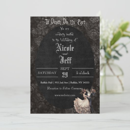 Gothic Wedding Dark Wedding Einladung (Stehend Vorderseite)