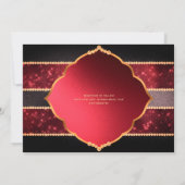 Gothic Wedding Deep Red Gray Gold Skulls Einladung (Rückseite)