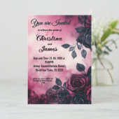 Gothic Wedding Design: Dunkle Rose und Spitzen Einladung (Stehend Vorderseite)