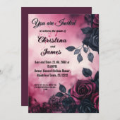 Gothic Wedding Design: Dunkle Rose und Spitzen Einladung (Vorne/Hinten)