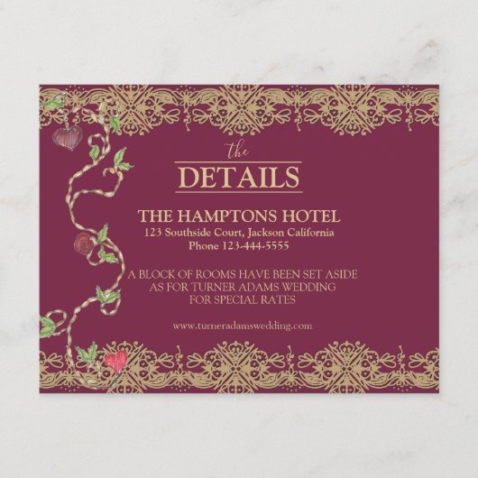 Gothic Wedding Details Card Begleitkarte (Vorderseite)