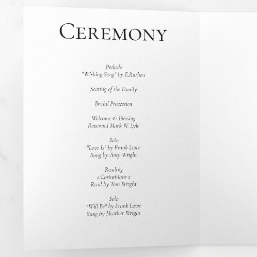 Gothic Wedding Dreifach-gefaltete Programmkarte (Innen Erste Seite)