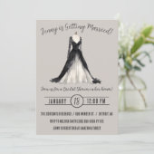 Gothic Wedding Dress Brautparty Einladung (Stehend Vorderseite)