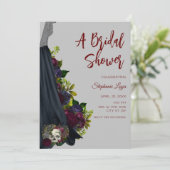 Gothic Wedding Dress Bridal Dusche Einladung (Stehend Vorderseite)