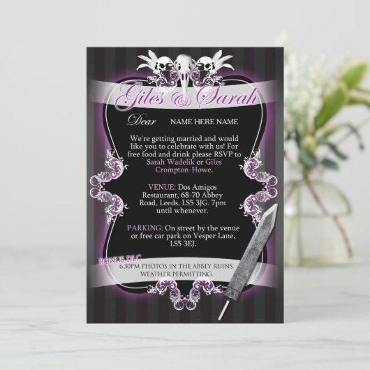 Gothic Wedding Einladung - Kommission (Stehend Vorderseite)