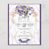Gothic Wedding Einladung Lila Orange Skulls (Vorderseite)