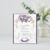 Gothic Wedding Einladung Lila Orange Skulls (Stehend Vorderseite)