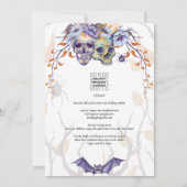 Gothic Wedding Einladung Lila Orange Skulls (Rückseite)