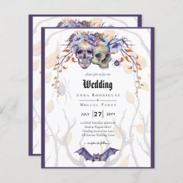 Gothic Wedding Einladung Lila Orange Skulls