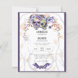 Gothic Wedding Einladung Lila Orange Skulls