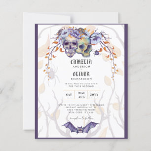 Gothic Wedding Einladung Lila Orange Skulls