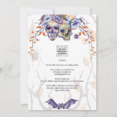 Gothic Wedding Einladung Lila Orange Skulls (Rückseite)
