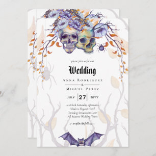 Gothic Wedding Einladung Lila Orange Skulls