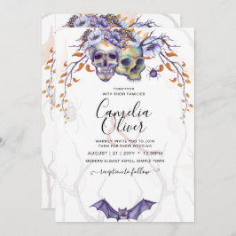 Gothic Wedding Einladung Lila Orange Skulls
