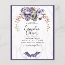 Gothic Wedding Einladung Lila Orange Skulls