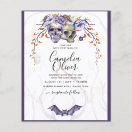 Gothic Wedding Einladung Lila Orange Skulls Flyer