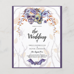 Gothic Wedding Einladung Lila Orange Skulls Flyer