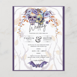 Gothic Wedding Einladung Lila Orange Skulls Flyer