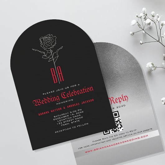 Gothic Wedding Einladung mit QR Code