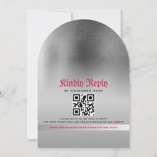 Gothic Wedding Einladung mit QR Code (Rückseite)