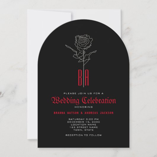 Gothic Wedding Einladung mit QR Code (Vorderseite)