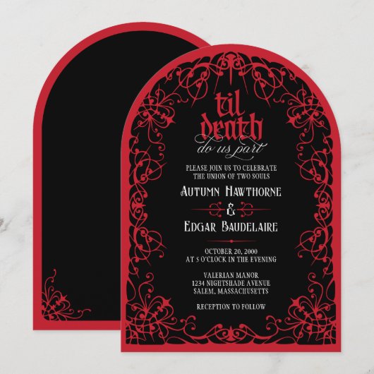 Gothic Wedding-Einladung mit Spitzbogen 'Bis dass Einladung (Vorne/Hinten)