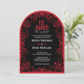 Gothic Wedding-Einladung mit Spitzbogen 'Bis dass Einladung (Stehend Vorderseite)