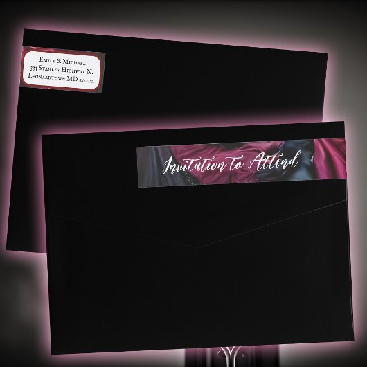 Gothic Wedding Einladung Red Black Satin Elegant