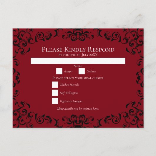 Gothic Wedding Feiertagspostkarte (Vorderseite)