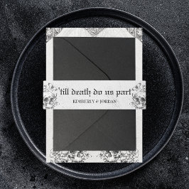 Gothic Wedding Floral Skulls bis zum Tod Machen wi Einladungsbanderole