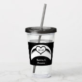 Gothic Wedding Flügelherz Mit Monogramm Acryltrinkbecher (Rückseite)