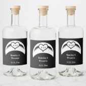 Gothic Wedding Flügelherz Mit Monogramm Alkoholflaschenetikett (Flaschen)