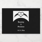 Gothic Wedding Flügelherz Mit Monogramm Alkoholflaschenetikett (Einzelnes Label)