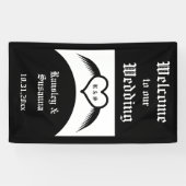 Gothic Wedding Flügelherz Mit Monogramm Banner (Horizontal)
