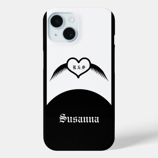 Gothic Wedding Flügelherz Mit Monogramm Case-Mate iPhone Hülle (Rückseite)