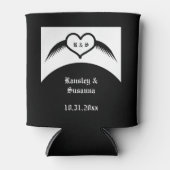 Gothic Wedding Flügelherz Mit Monogramm Dosenkühler (Vorderseite)
