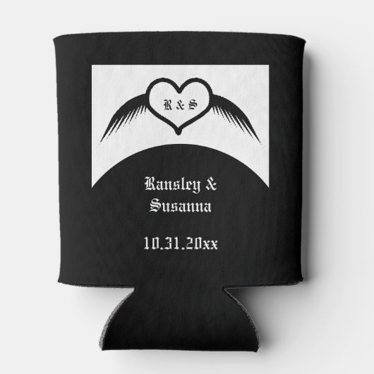 Gothic Wedding Flügelherz Mit Monogramm Dosenkühler (Rückseite)