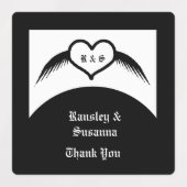 Gothic Wedding Flügelherz Mit Monogramm Etiketten (Design 1)