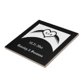 Gothic Wedding Flügelherz Mit Monogramm Fliese (Seite)