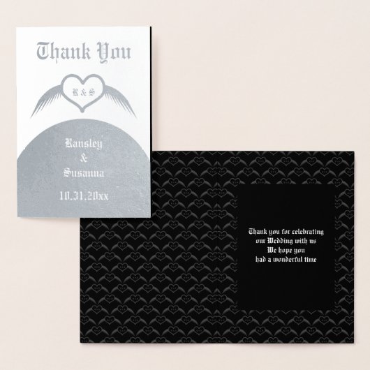 Gothic Wedding Flügelherz Mit Monogramm Folienkarte (Anzeige)