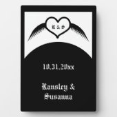 Gothic Wedding Flügelherz Mit Monogramm Fotoplatte (Vorderseite)